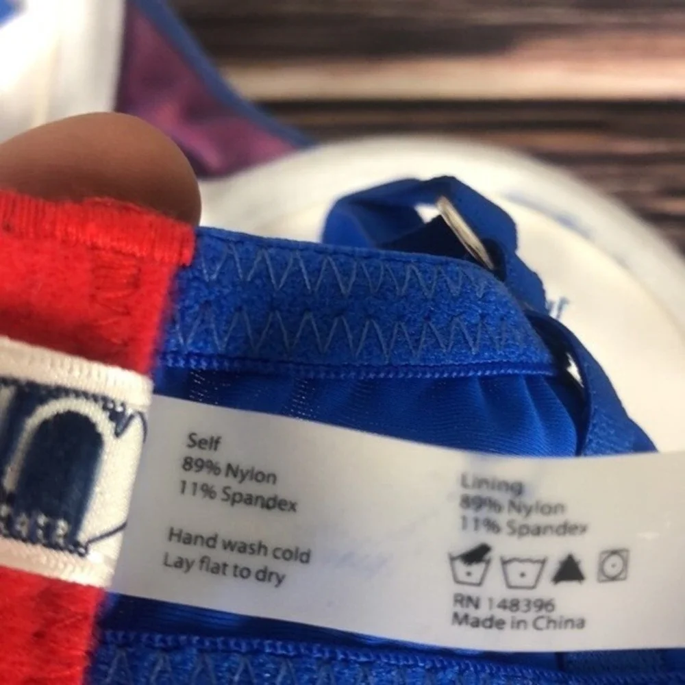 NUYU Kansas University Jayhawks KU Blue Red Mesh Bra NEW Womens Size 36C‎
